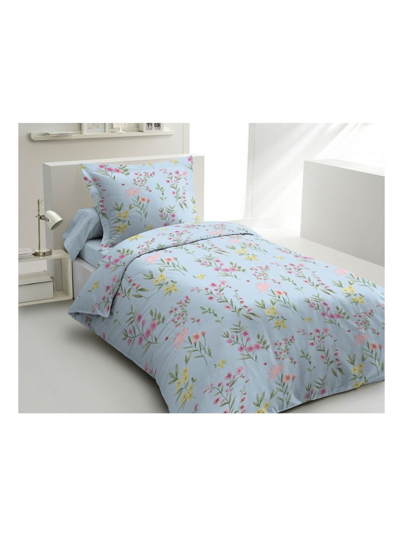 Parure de couette en percale de coton La flamboyante Bleu pastel - Kiabi
