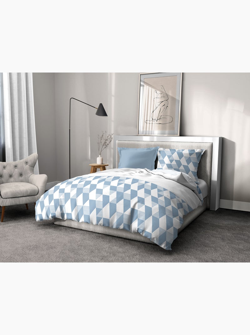 Parure de couette en percale de coton La Gitane Blanc Bleu - Kiabi