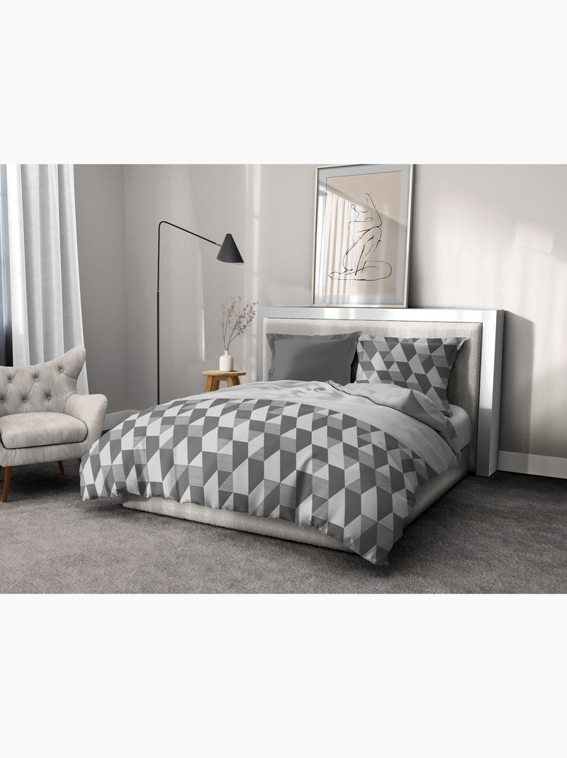 Parure de couette en percale de coton La Gitane Gris Gris anthracite - Kiabi
