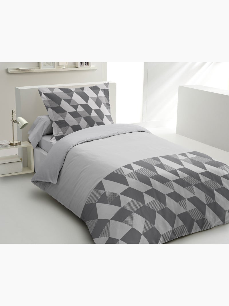 Parure de couette en percale de coton La Gitane Gris Gris anthracite - Kiabi