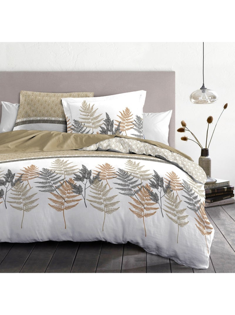 Parure de couette en percale de coton La marquise Beige grès - Kiabi