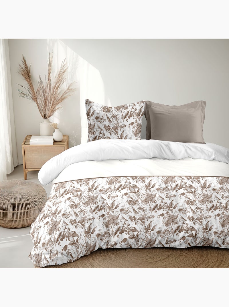 Parure de couette en percale de coton La Nomade Taupe - Kiabi