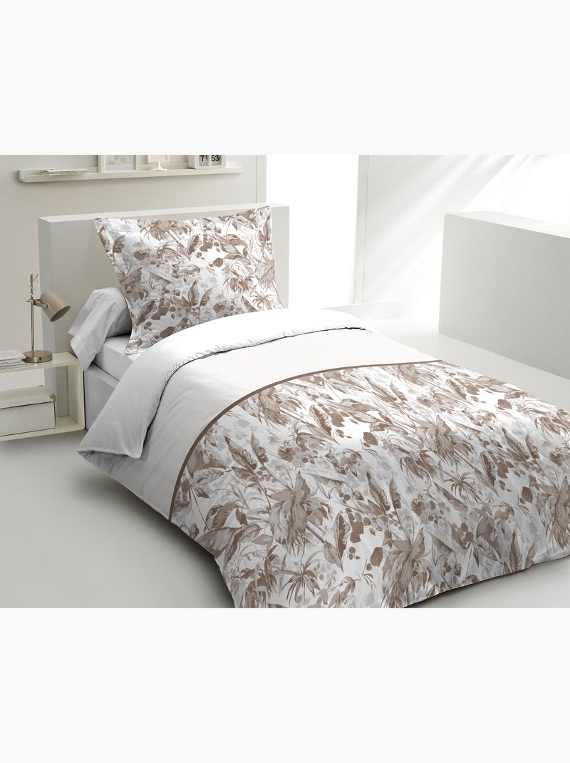 Parure de couette en percale de coton La Nomade Taupe - Kiabi