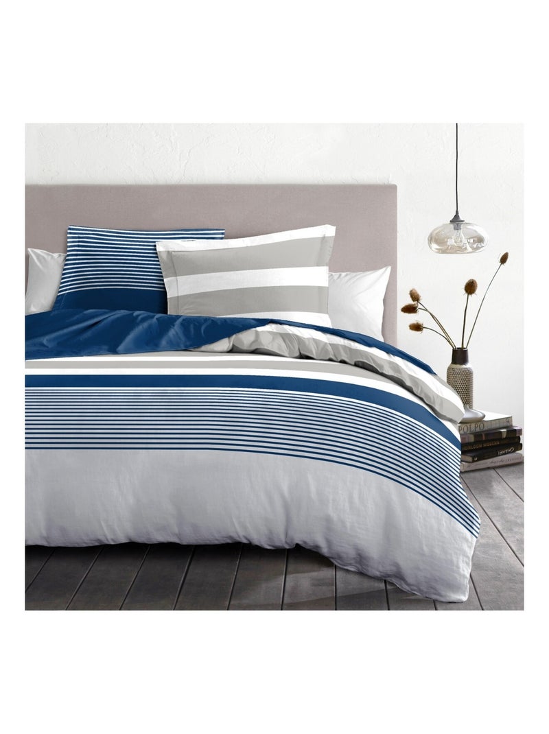 Parure de couette en percale de coton  Lacourtisane Bleu - Kiabi