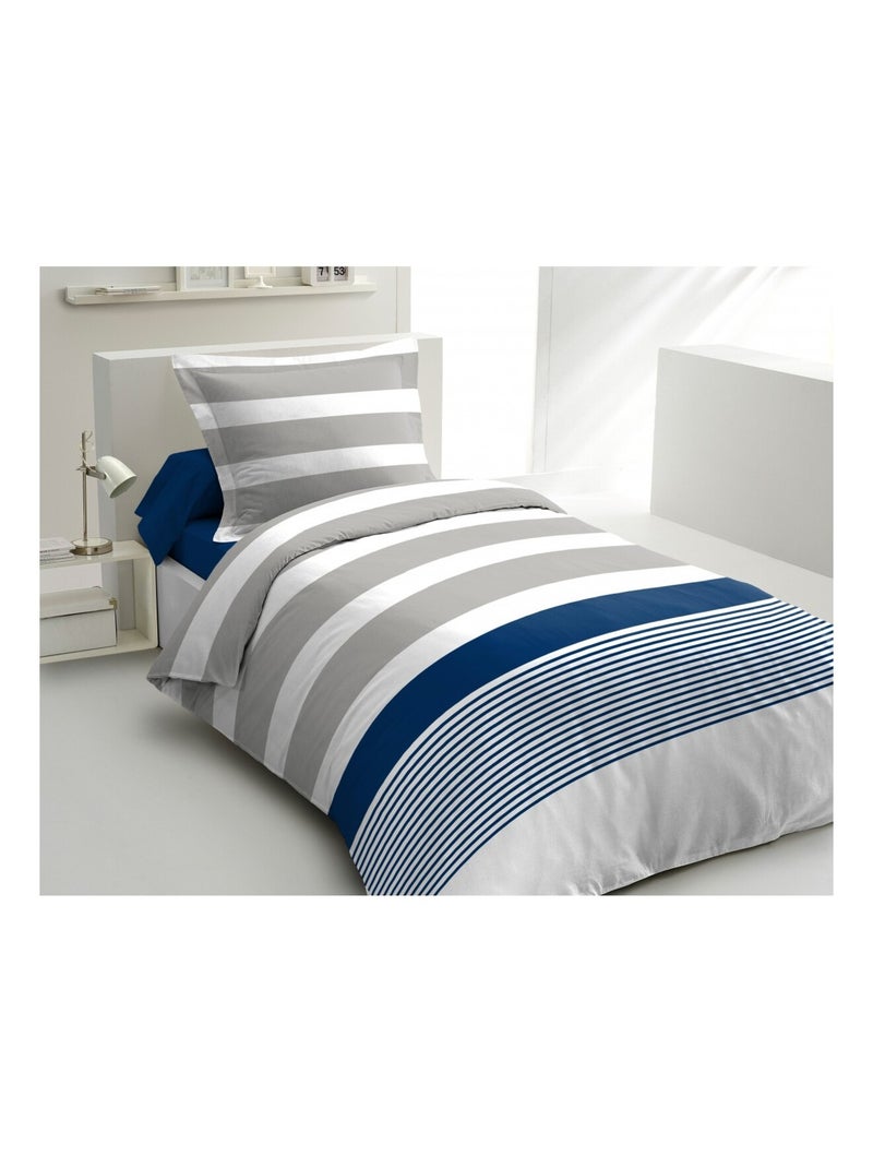 Parure de couette en percale de coton  Lacourtisane Bleu - Kiabi