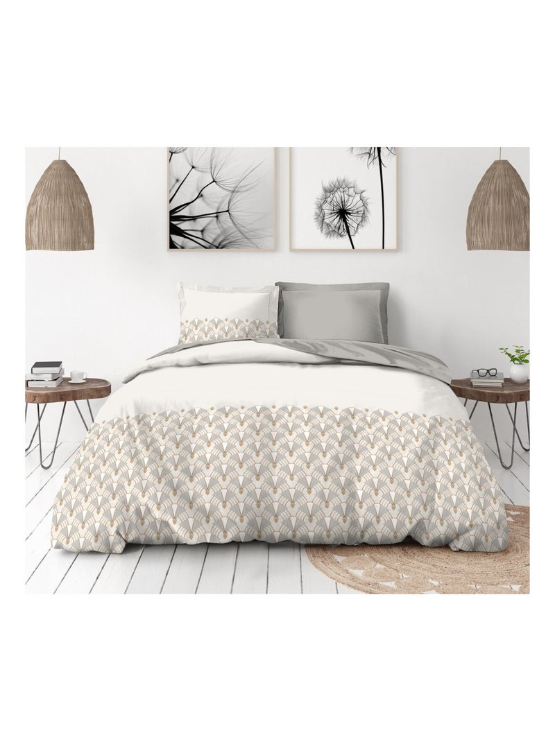Parure de couette en percale de coton L'élégante Beige - Kiabi