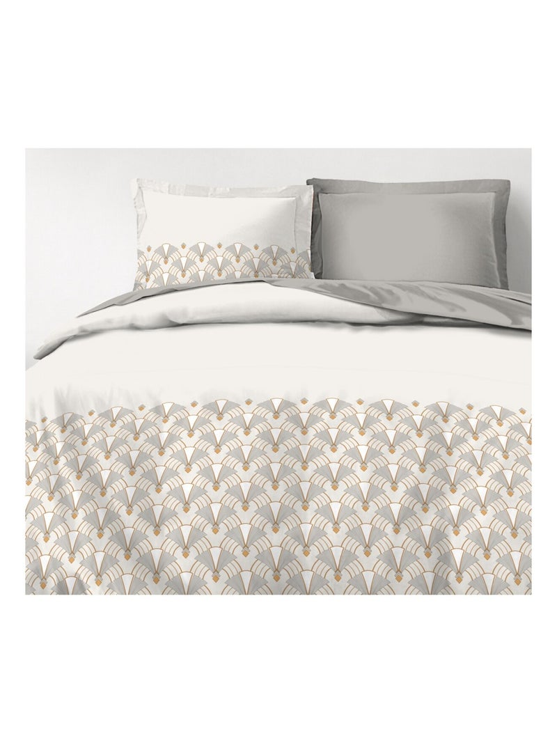 Parure de couette en percale de coton L'élégante Beige - Kiabi