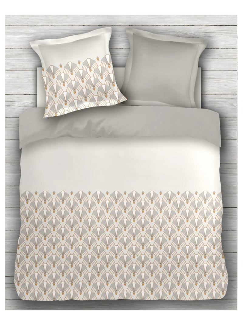 Parure de couette en percale de coton L'élégante Beige - Kiabi