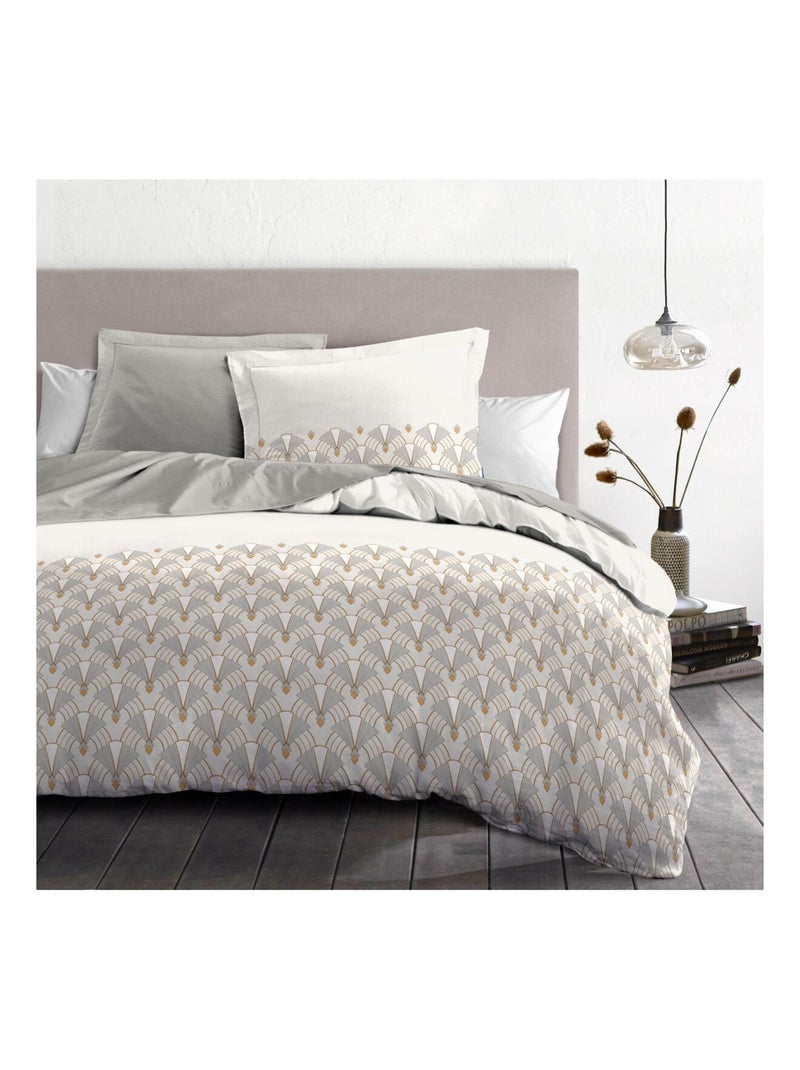 Parure de couette en percale de coton L'élégante Beige - Kiabi