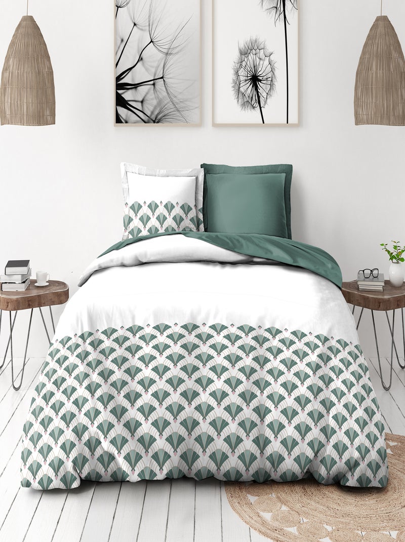 Parure de couette en percale de coton L'élégante Vert sapin - Kiabi