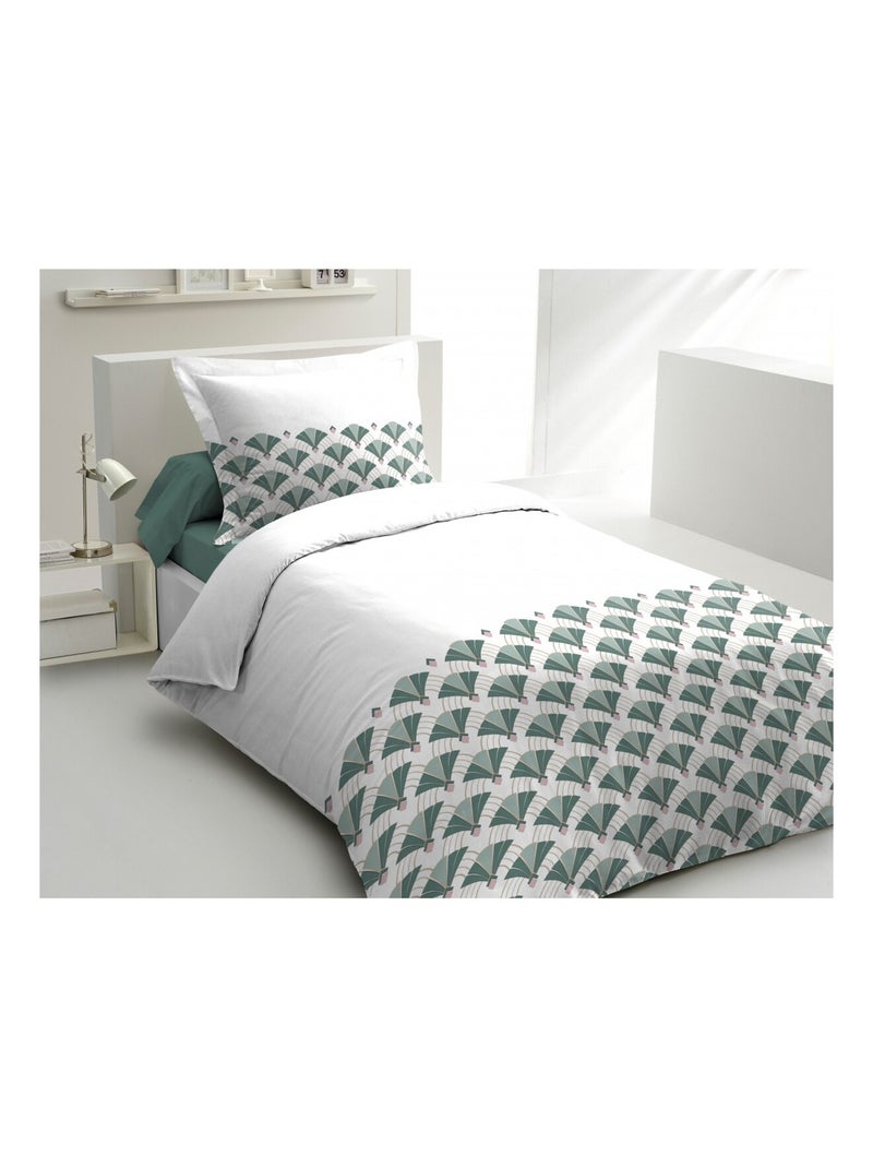 Parure de couette en percale de coton L'élégante Vert sapin - Kiabi