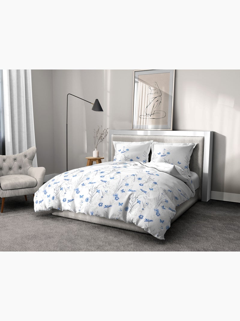 Parure de couette en percale de coton L'insoumise Blanc Bleu - Kiabi