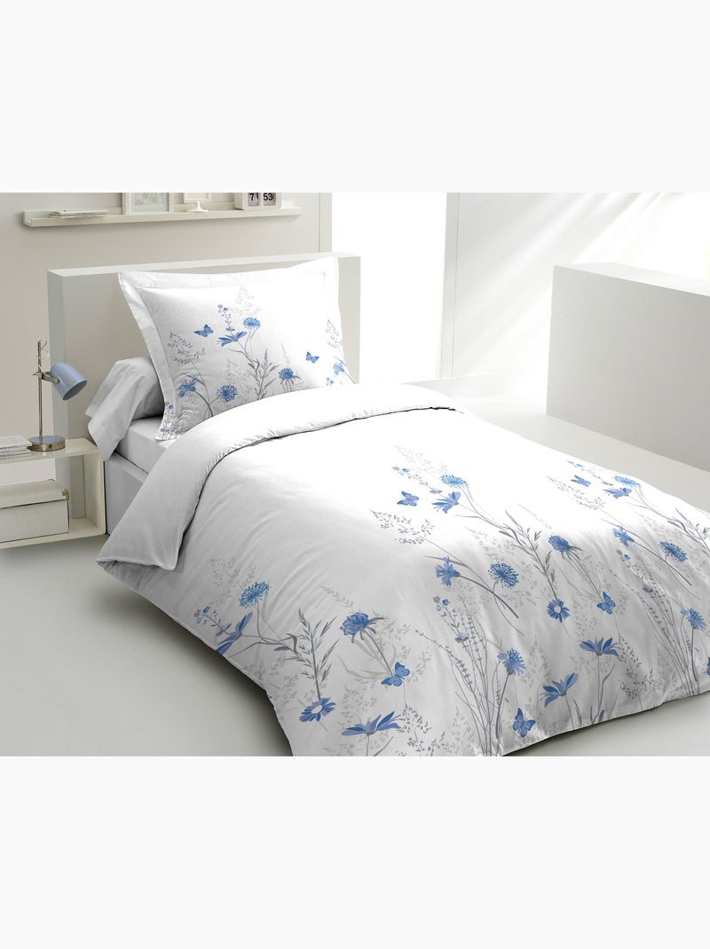 Parure de couette en percale de coton L'insoumise Blanc Bleu - Kiabi