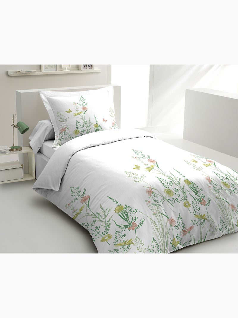 Parure de couette en percale de coton L'insoumise Blanc Vert - Kiabi