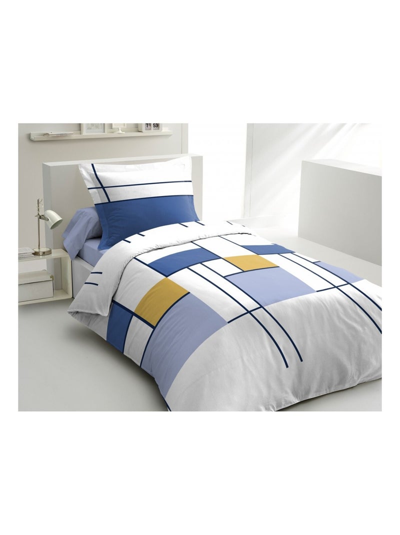 Parure de couette en percale de coton L'intrigante Bleu - Kiabi