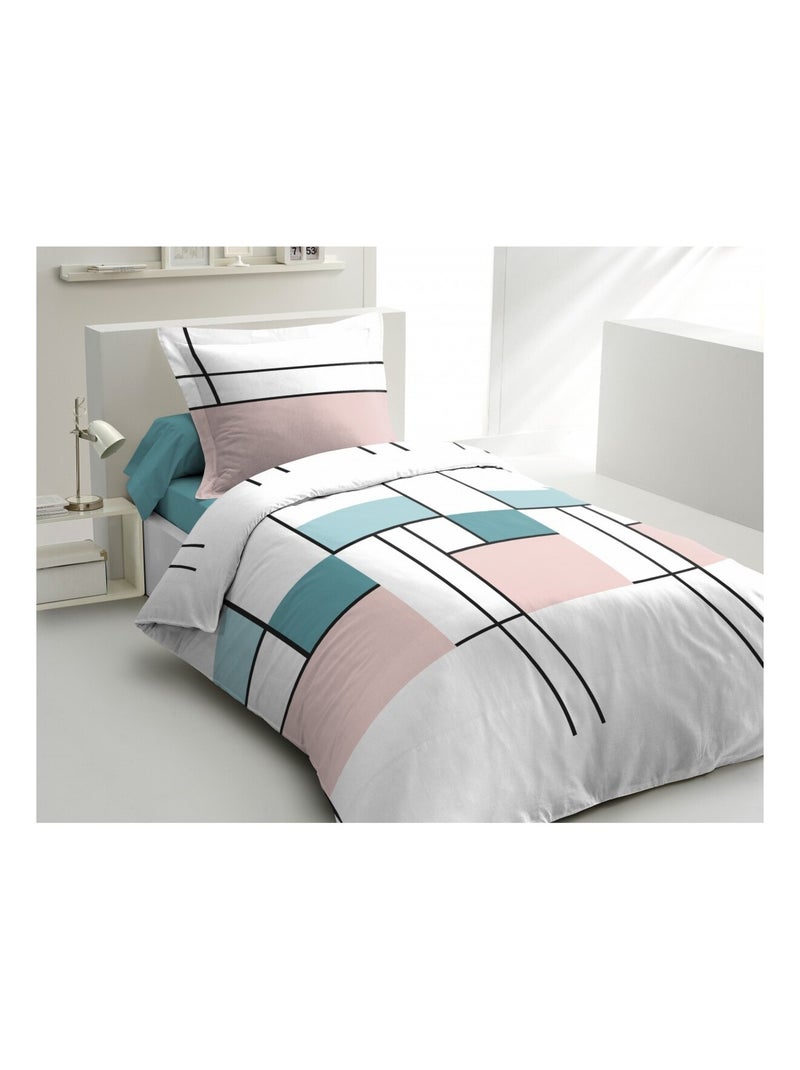 Parure de couette en percale de coton L'intrigante Bleu pastel - Kiabi