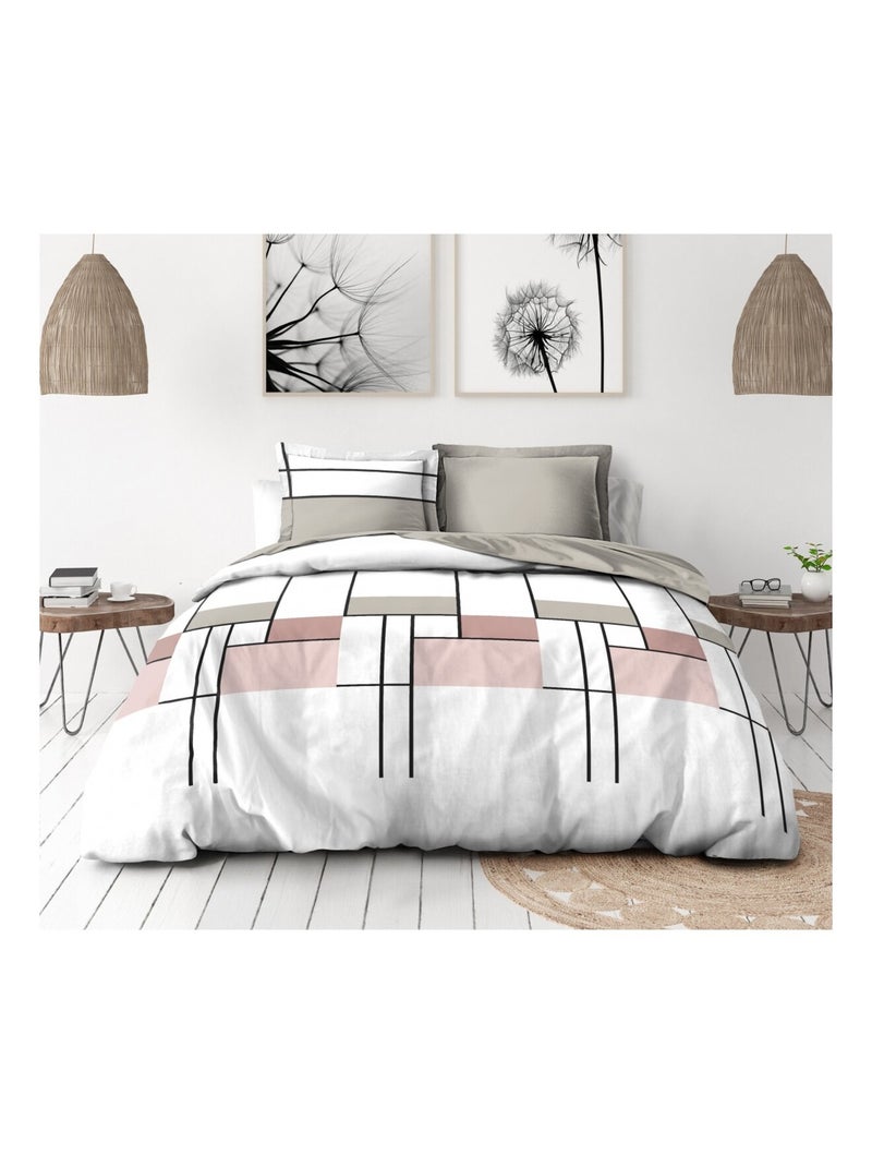 Parure de couette en percale de coton L'intrigante Rose - Kiabi