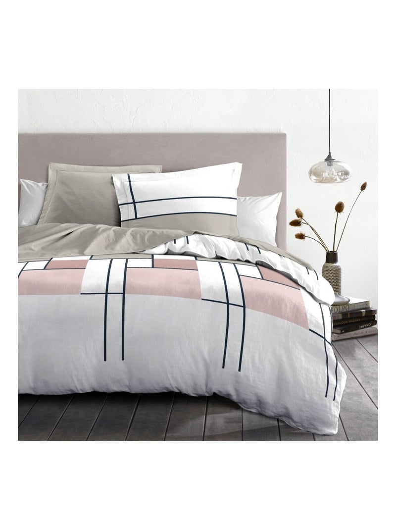 Parure de couette en percale de coton L'intrigante Rose - Kiabi