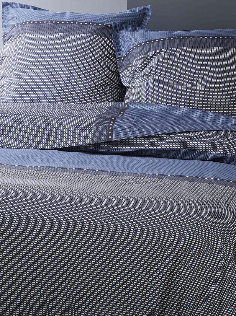 Parure de Couette en Satin de Coton Bleu foncé - Kiabi
