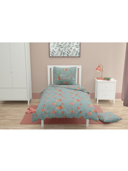 Parure de couette enfant 2 pieces coton 57 fils gris clair 140x200 cm - VINTAGE TOY - Kiabi