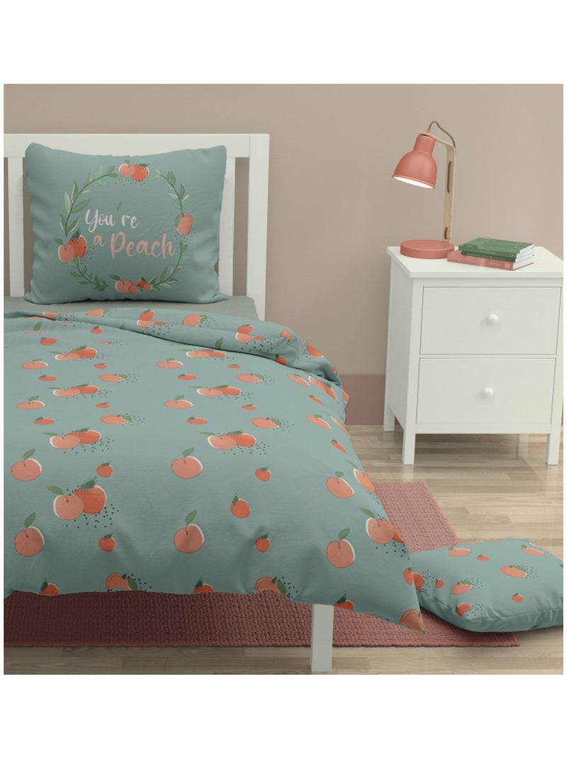 Parure de couette enfant 2 pieces coton 57 fils gris clair 140x200 cm - VINTAGE TOY Gris - Kiabi