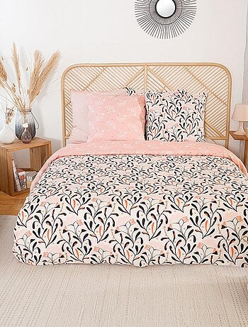 Parure de couette fleurie en satin de coton bio
