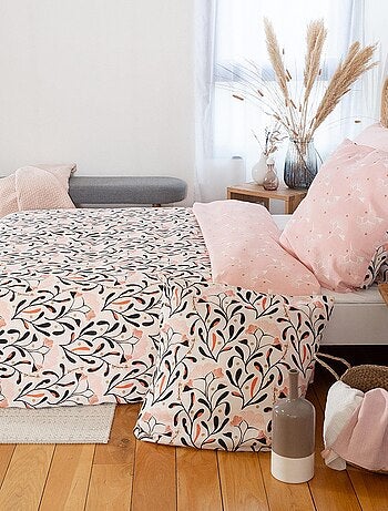 Parure de couette fleurie en satin de coton bio