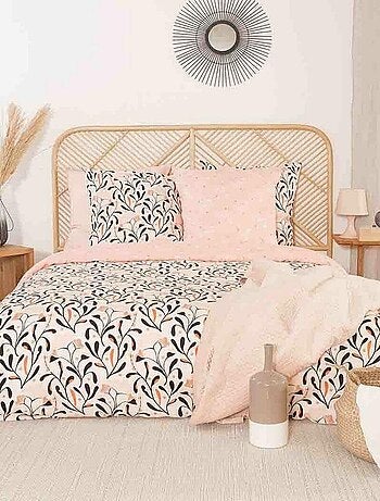 Parure de couette fleurie en satin de coton bio
