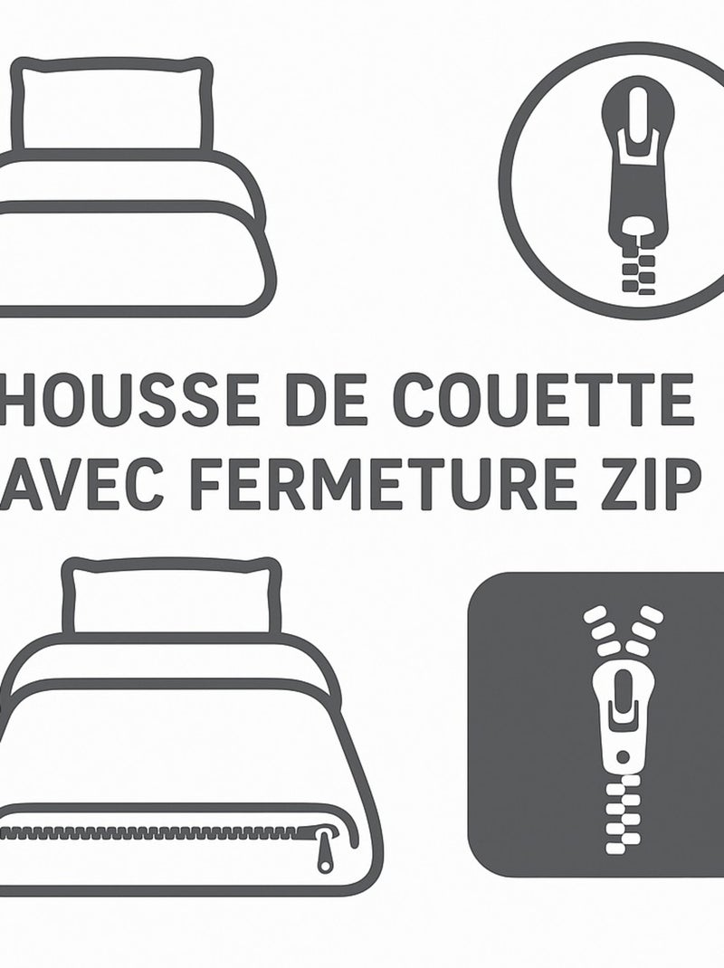 Parure de couette – Housse imprimée + taie – Douce, légère et facile d'entretien – BULLES DE REVES – Blanc Vert - Kiabi