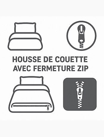 Parure de couette – Housse imprimée + taie – Douce, légère et facile d'entretien – SHIZUOKA –