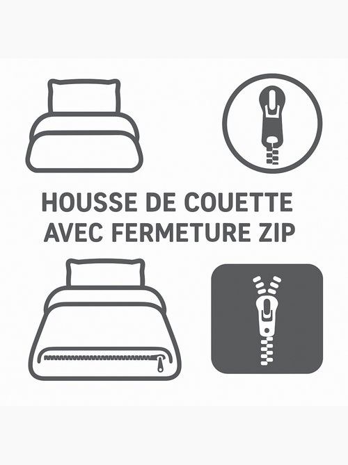 Parure de couette – Housse imprimée + taie – Douce, légère et facile d'entretien – SHIZUOKA – - Kiabi