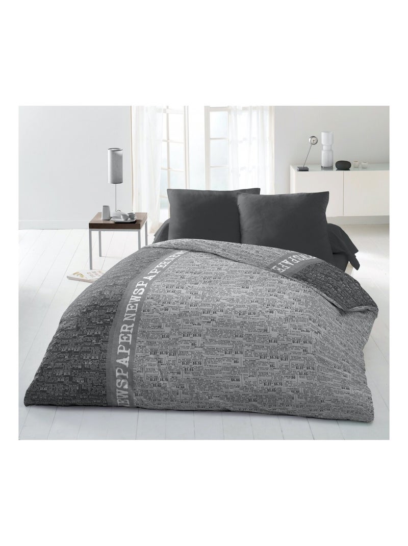Parure de couette – Légère et facile d'entretien – Newspaper – Home linge passion Gris - Kiabi