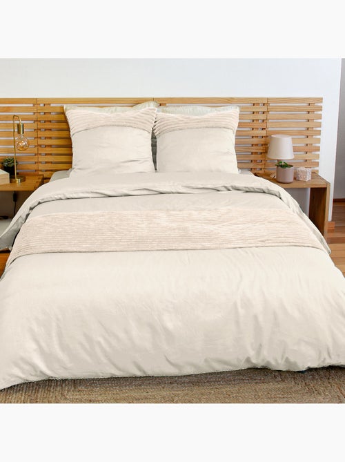 Parure de couette microfibre et velour côtelé arum - Kiabi