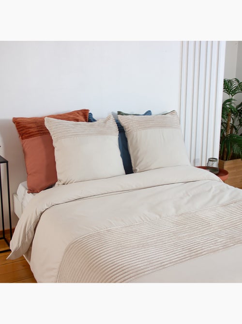 Parure de couette microfibre et velour côtelé arum - Kiabi