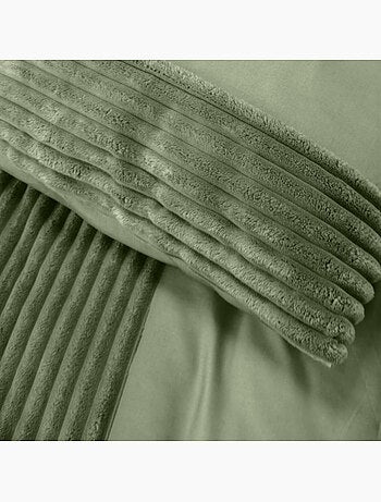 Parure de couette microfibre et velour côtelé terre