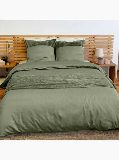 Parure de couette microfibre et velour côtelé figue - Kiabi