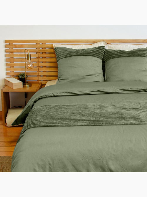 Parure de couette microfibre et velour côtelé figue - Kiabi