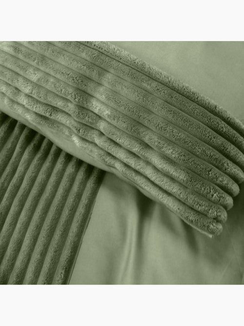 Parure de couette microfibre et velour côtelé figue - Kiabi