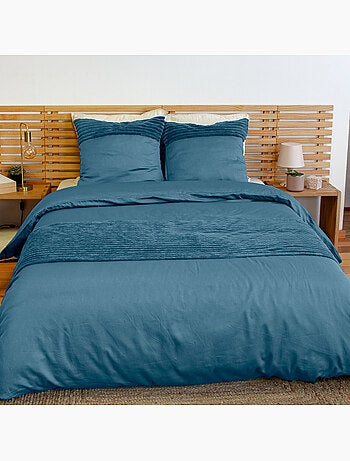 Parure de couette microfibre et velour côtelé terre