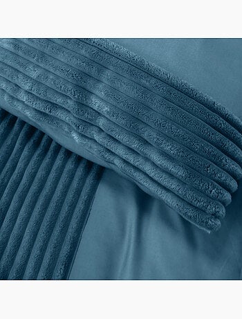 Parure de couette microfibre et velour côtelé terre