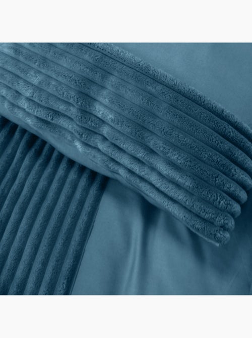 Parure de couette microfibre et velour côtelé paon - Kiabi