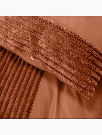 Parure de couette microfibre et velour côtelé terre