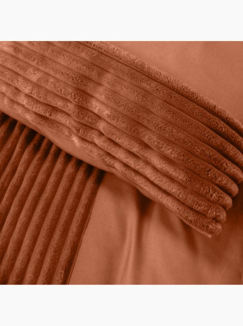 Parure de couette microfibre et velour côtelé terre - Kiabi
