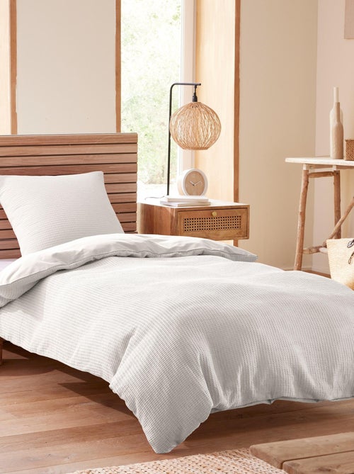 Parure de couette "Nid d'abeille" 140 x 200 pour lit 1 place - Kiabi