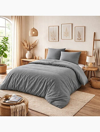 Parure de couette NIDRA – Coton nid d’abeille – 2 taies 65 x 65 cm