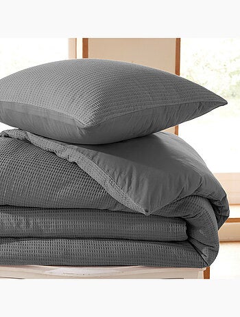 Parure de couette NIDRA – Coton nid d’abeille – 2 taies 65 x 65 cm