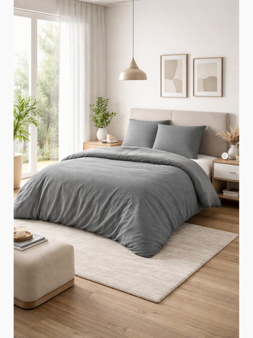 Parure de couette NIDRA – Coton nid d’abeille – 2 taies 65 x 65 cm - Kiabi