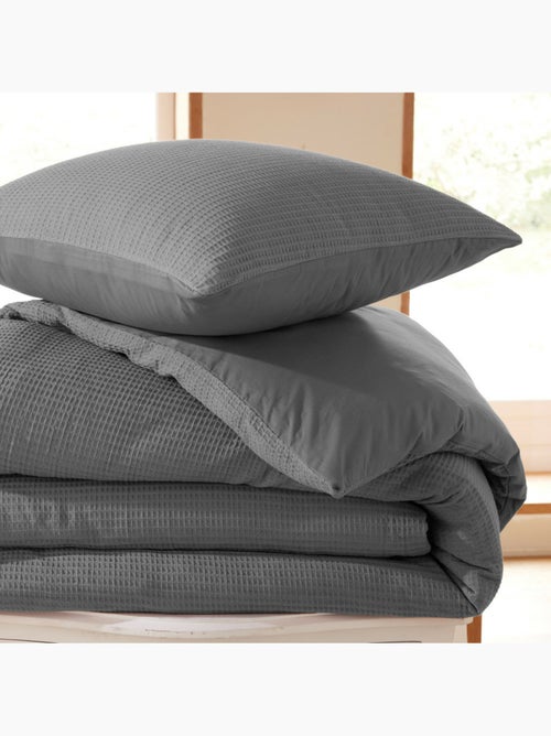 Parure de couette NIDRA – Coton nid d’abeille – 2 taies 65 x 65 cm - Kiabi