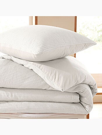 Parure de couette NIDRA – Coton nid d’abeille – 2 taies 65 x 65 cm