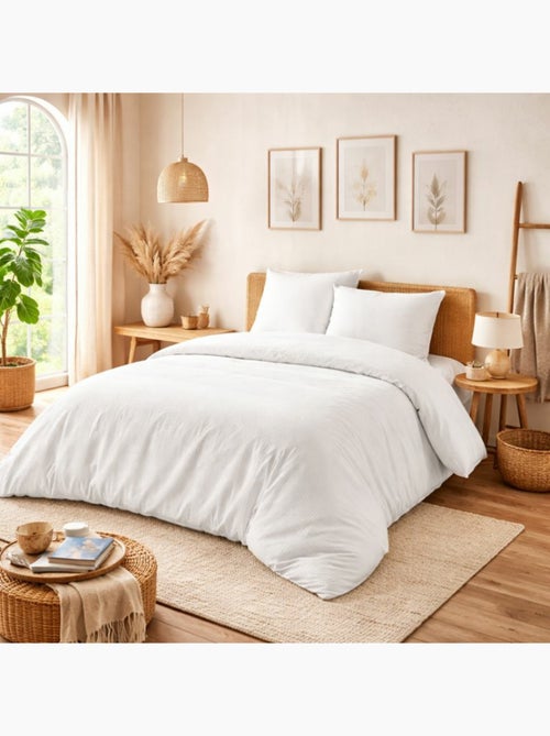 Parure de couette NIDRA – Coton nid d’abeille – 2 taies 65 x 65 cm - Kiabi Parure de couette NIDRA – Coton nid d’abeille – 2 taies 65 x 65 cm - Kiabi